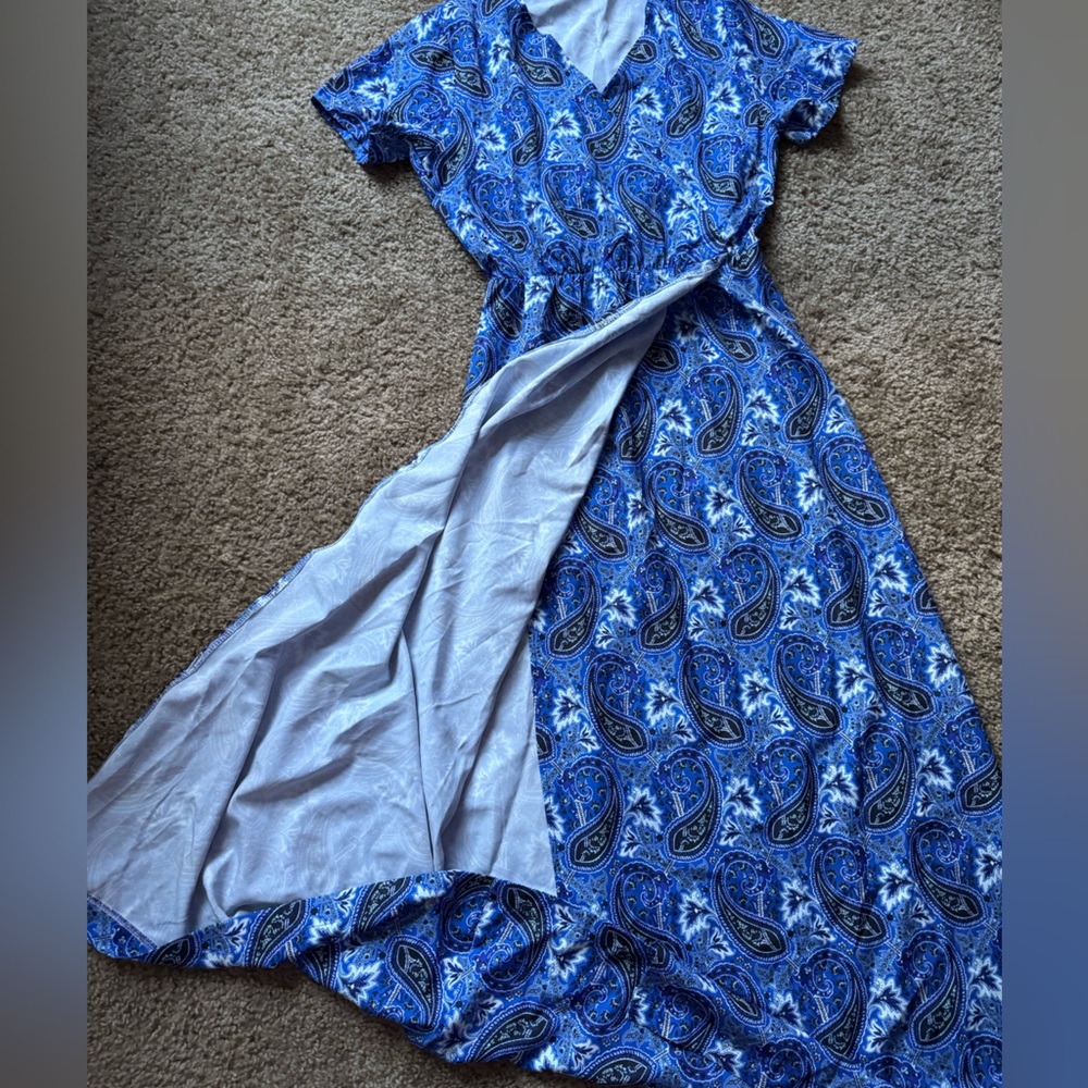 Blue Paisley Maxi Dress Cover Up